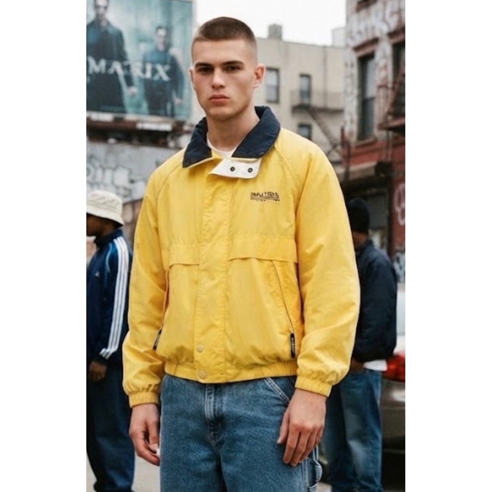 Vintage 90s Nautica Ocean Sportsman Yellow Windbreaker Jacket Mens XL